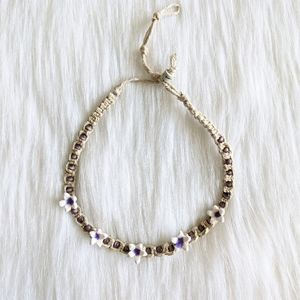 Purple tropical flowers hemp rope choker